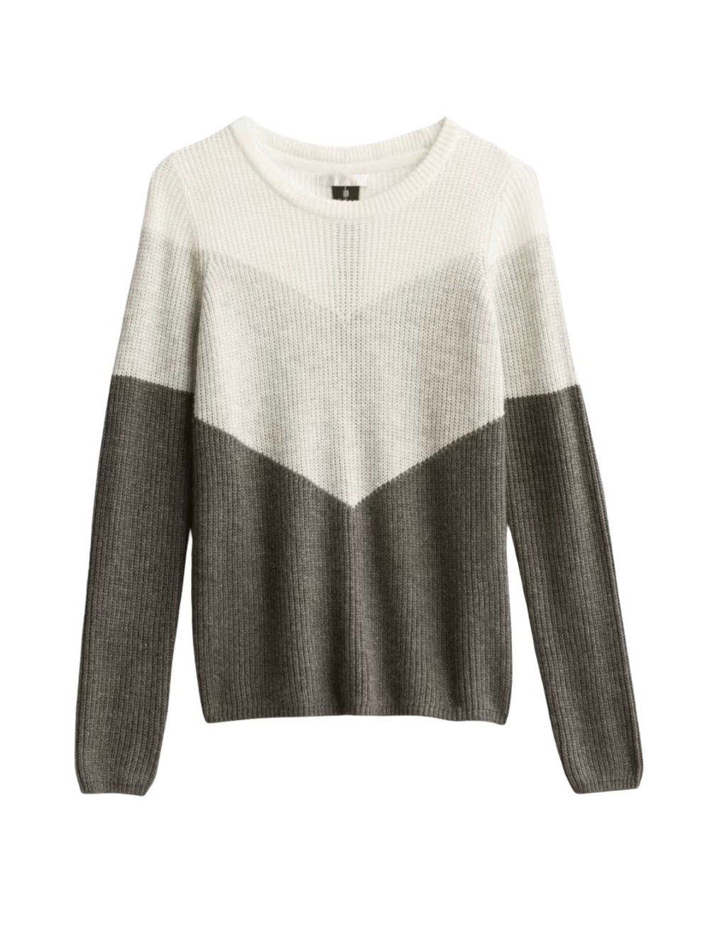 Design History Stitch Fix Carrie Grey Colorblock Chevron Zipper Back Sweater, S